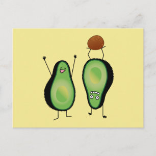 Avocado funny cheering handstand green pit postcard