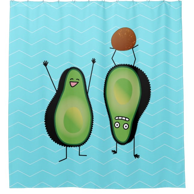 Avocado funny cheering handstand green pit shower curtain (Front)