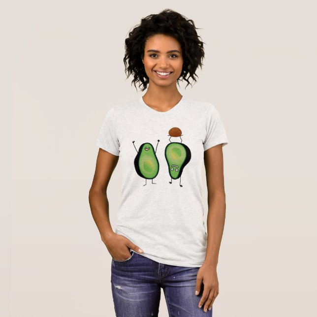 Avocado funny cheering handstand green pit T-Shirt (Front Full)