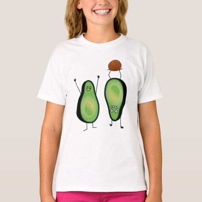 Avocado funny cheering handstand green pit T-Shirt (Front)