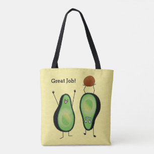 Avocado funny cheering handstand green pit tote bag