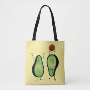 Avocado funny cheering handstand green pit tote bag
