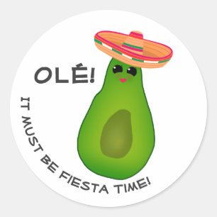 Avocado Girl and Sombrero Classic Round Sticker