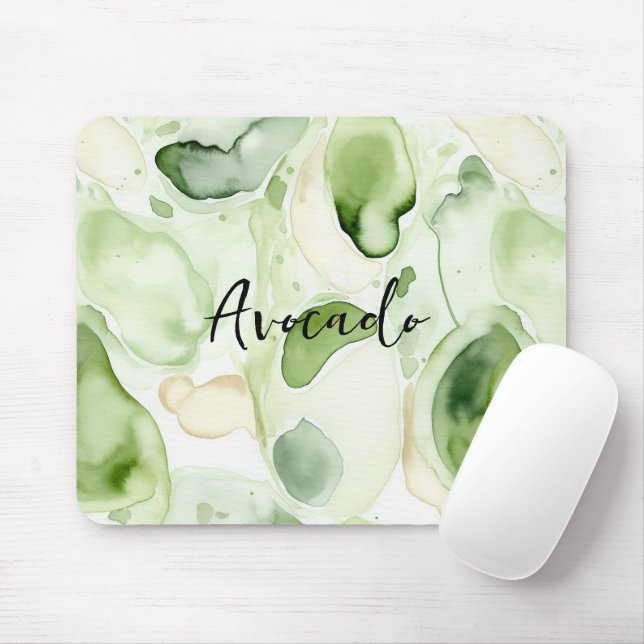 Avocado Green Abstract Mouse Mat (With Mouse)