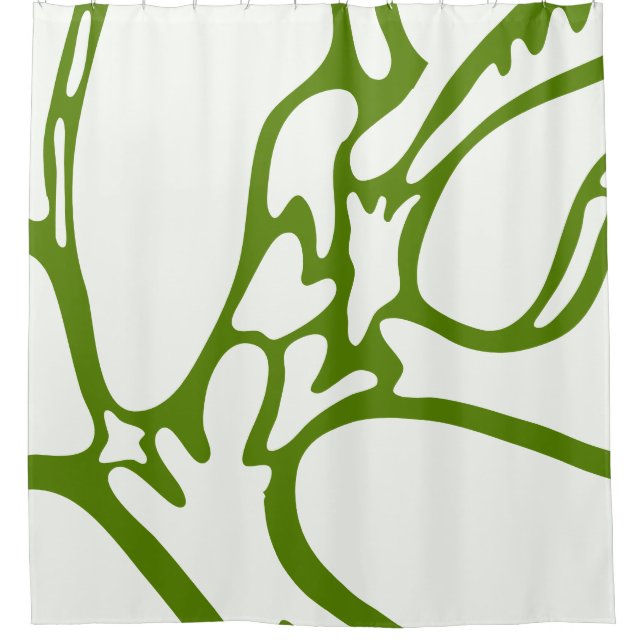 Avocado Green and Ceramic White Shower Curtain (Front)