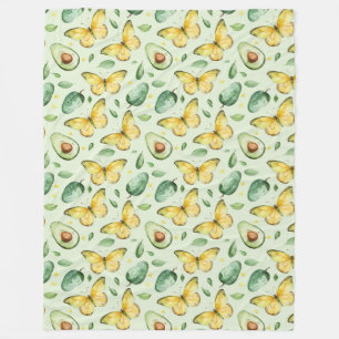 Avocado Green Butterflies Birthday Fleece Blanket