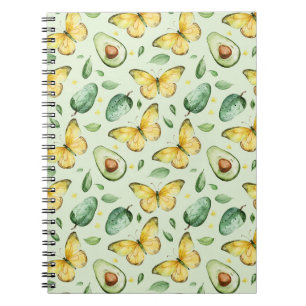 Avocado Green Butterflies Birthday Notebook