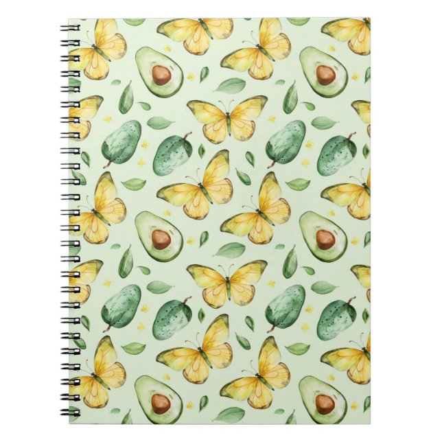 Avocado Green Butterflies Birthday Notebook (Front)