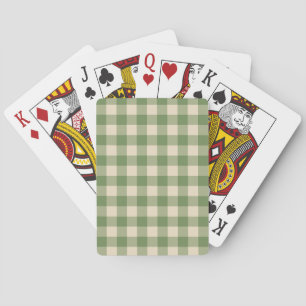 Avocado Green Cottagecore Gingham Check Plaid Playing Cards