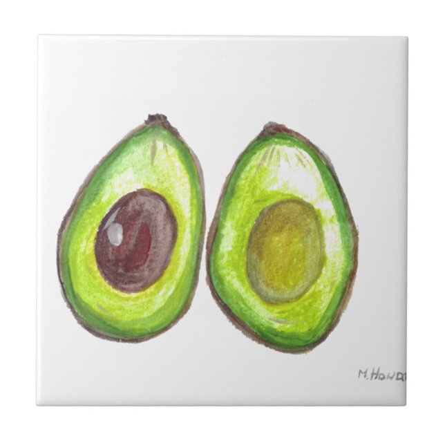 Avocado green fruit vegetable kitchen decor tile (Front)