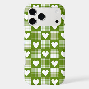 Avocado Green Gingham Heart Plaid Phone Case