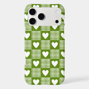 Avocado Green Gingham Heart Plaid Phone Case