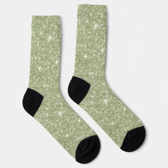 Avocado Green Glitter Socks (Right)