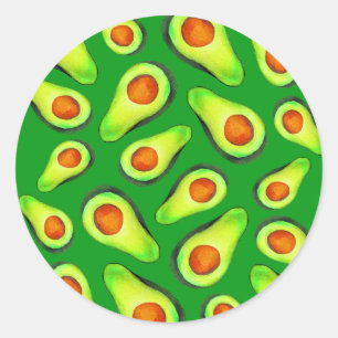 Avocado green health fruit foodie classic round sticker