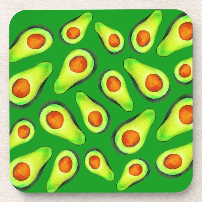 Avocado green health fruit foodie coaster (Front)