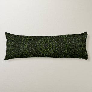 Avocado Green Mandala with Geometric Symmetry Body Cushion