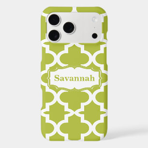Avocado Green Moroccan Tile Personalised iPhone