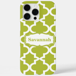 Avocado Green Moroccan Tile Personalised iPhone iPhone 16 Pro Max Case
