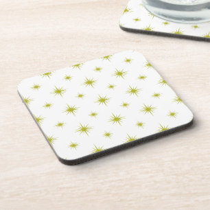 Avocado Green Starburst Pattern Mid Century Coaster