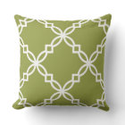 Avocado Green White Large Fancy Quatrefoil Pattern