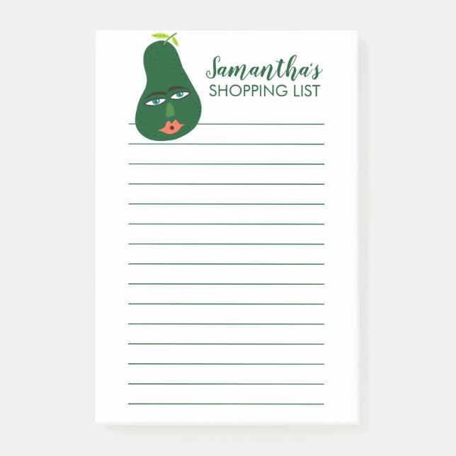 Avocado Grocery Shop List Meal Plan Post-it Notes (Front)