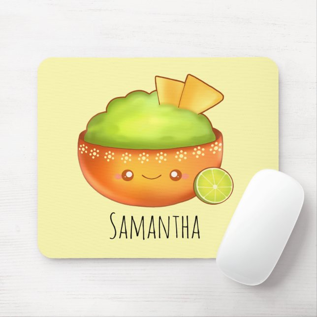 Avocado Guacamole And Tortilla Chips Mouse Mat (With Mouse)