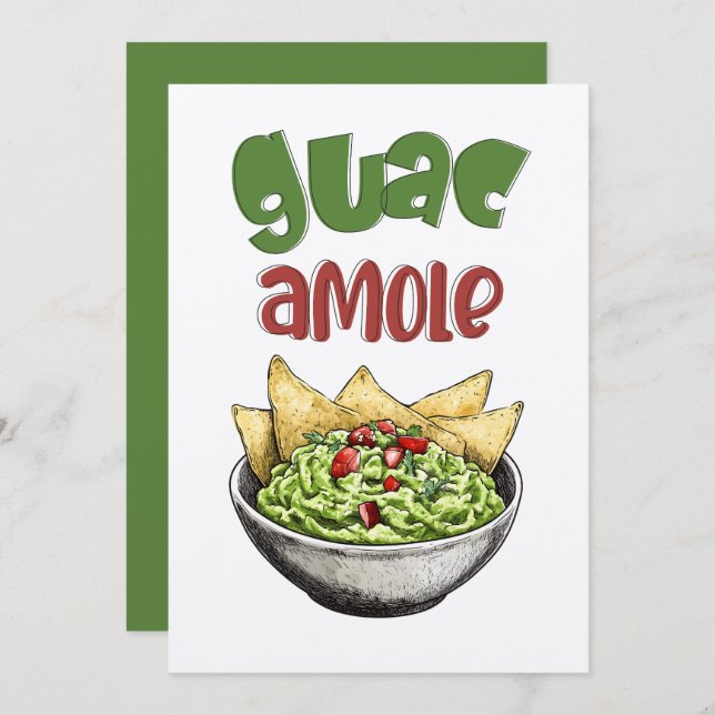 Avocado Guacamole & Tortillas Mexican Food Invitation (Front/Back)