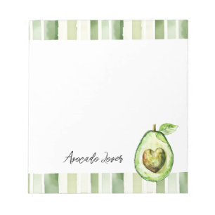 Avocado Heart Green Stripes Notepad