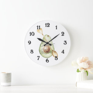 Avocado Heart Spoon True Love Large Clock
