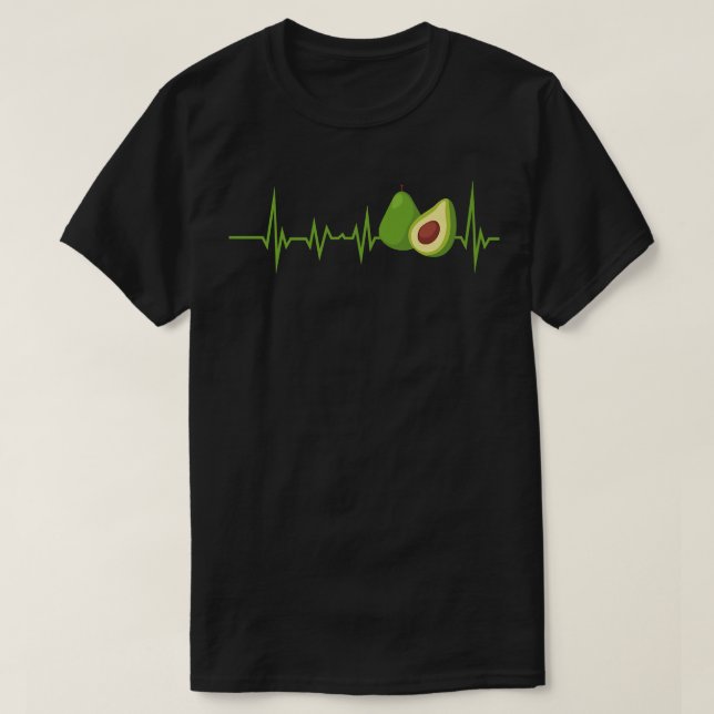 Avocado Heartbeat Graphic Print Vegan Unise T-Shirt (Design Front)