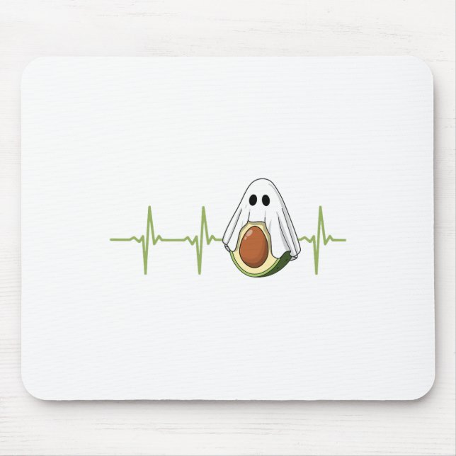 Avocado Heartbeat Halloween Ghost Boocado Vegan Me Mouse Mat (Front)