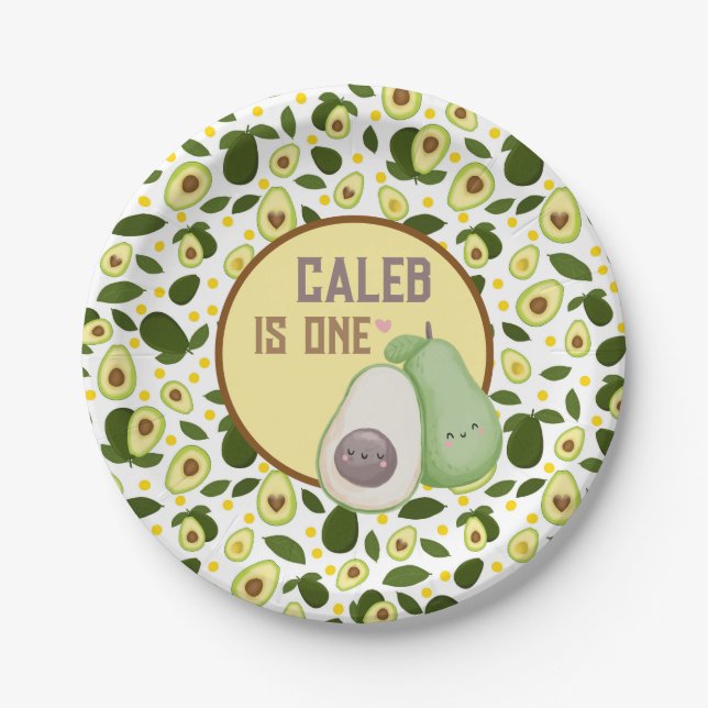Avocado Holy Guacamole Fiesta 1st Birthday Party Paper Plate (Front)