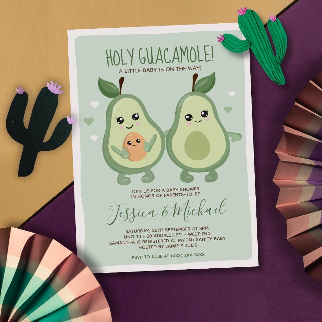 Avocado Holy Guacamole Lesbian Baby Shower Invitation (Creator Uploaded)