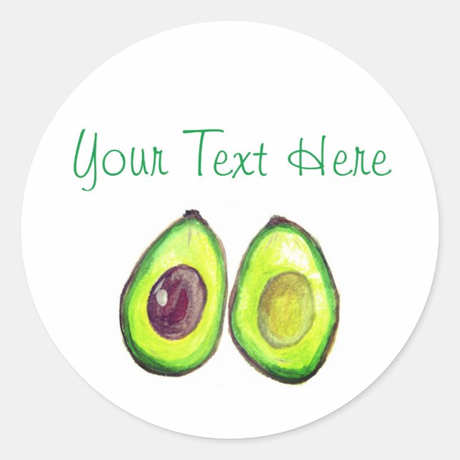 Avocado Humour Text Vegan Food Healthy Fruit Class Classic Round Sticker (Front)