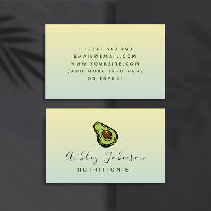Avocado Illustration Nutritionist Dietician Ombre  Business Card
