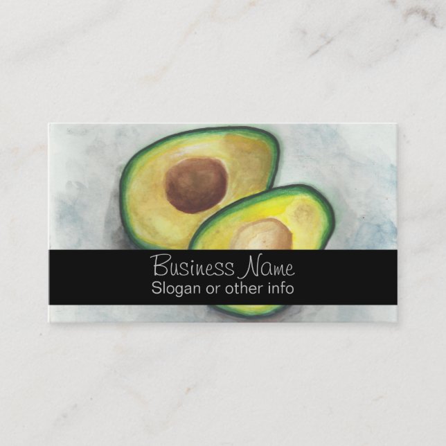 Avocado in Watercolor Business Card (Front)