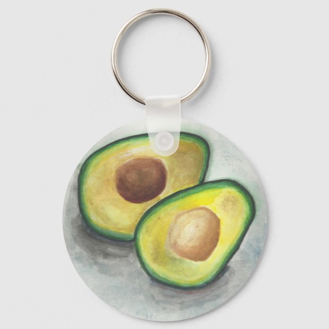 Avocado in Watercolor Key Ring (Front)