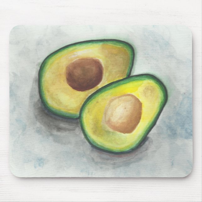 Avocado in Watercolor Mouse Mat (Front)