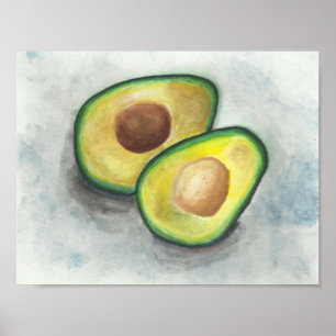 Avocado in Watercolor Poster