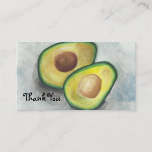 Avocado in Watercolor Thank You Business Card