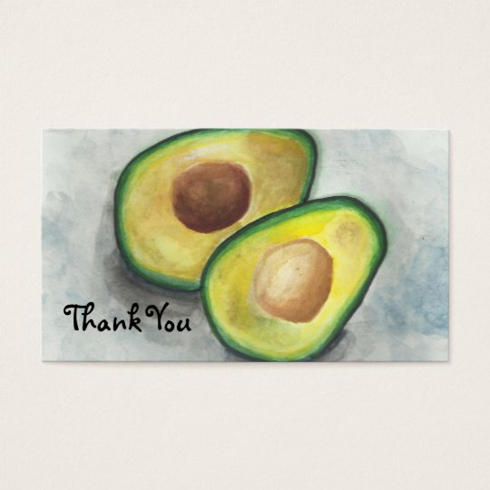 Avocado in Watercolor Thank You Business Card
