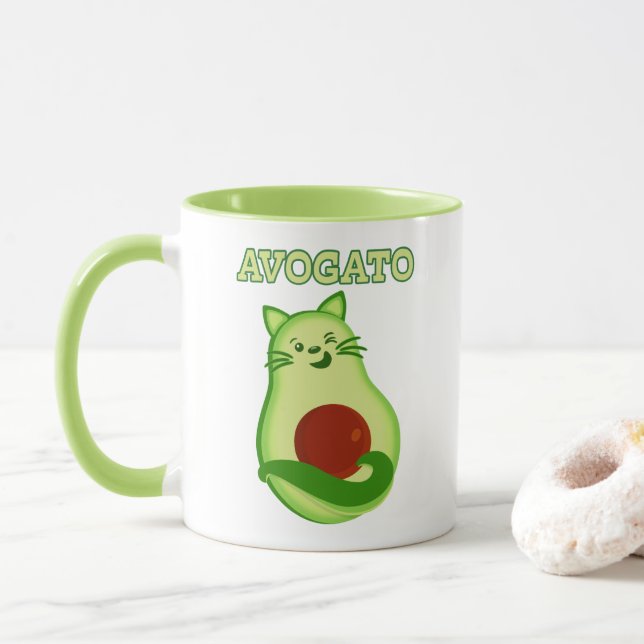 Avocado Keto Kitty Cat Winking At You Mug (With Donut)