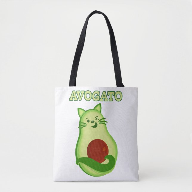 Avocado Keto Kitty Cat Winking At You Tote Bag (Front)