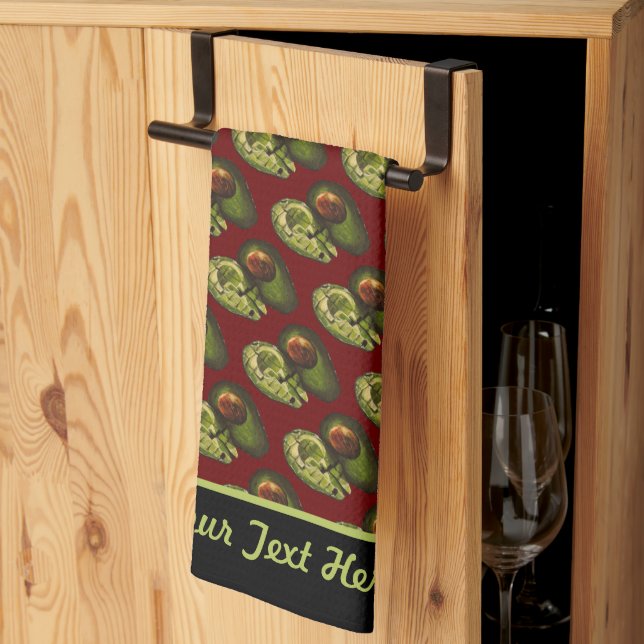 Avocado Kitchen Towel - Optional Personalisation (Thirds Fold)