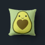 Avocado Love Cute Avocado with a heart Pit Cushion<br><div class="desc">Avocado love cute kawaii avocado with a hear pit.</div>