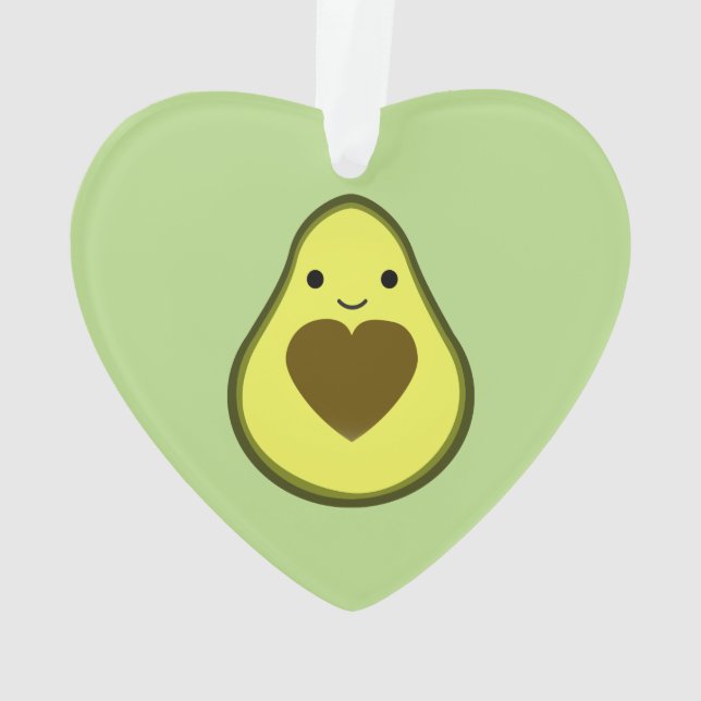Avocado Love Cute Avocado with a heart Pit Ornament (Back)