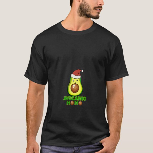 Avocado Lover Christmas Santa Ho Ho Ho Vegan Veget T-Shirt (Front)