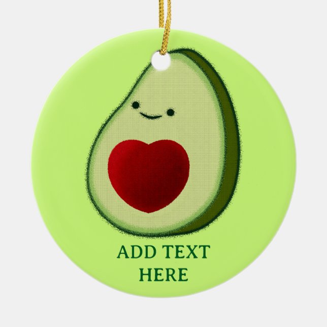 Avocado Lover Cute Cartoon  Ceramic Tree Decoration (Front)