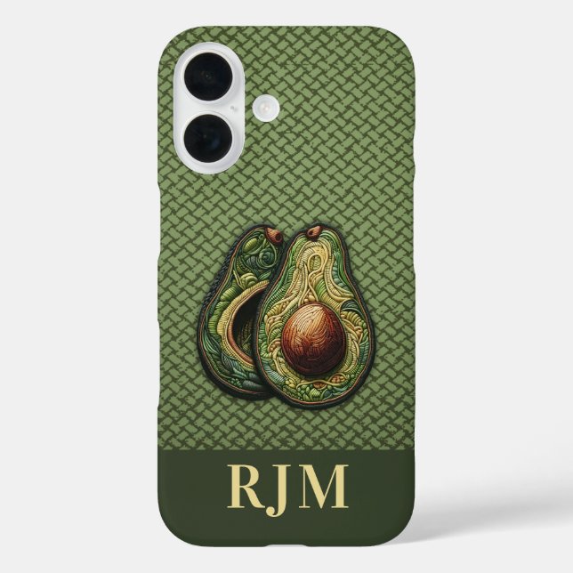 Avocado Lover Faux Embroidery Case-Mate iPhone Case (Back)