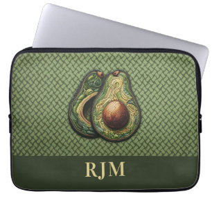 Avocado Lover Faux Embroidery Laptop Sleeve